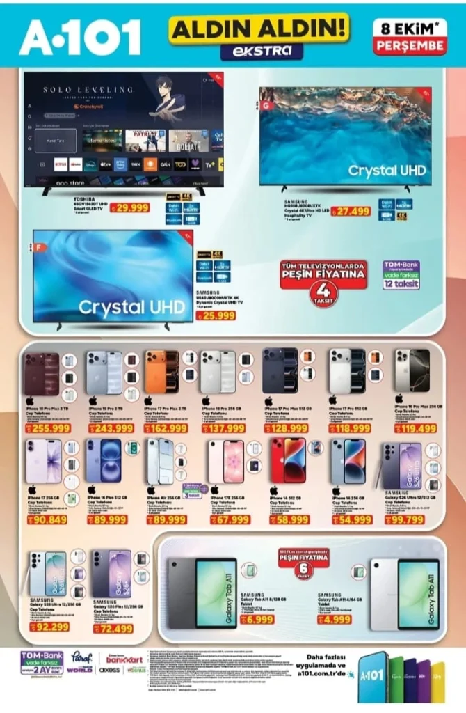 A101 Ekstra Kataloğu 8-14 Ekim: Cep Telefonu, Tablet ve Ev Aletleri İndirimde