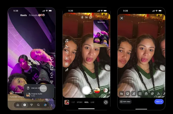 Instagram yeni referans video düzenleme ekranı