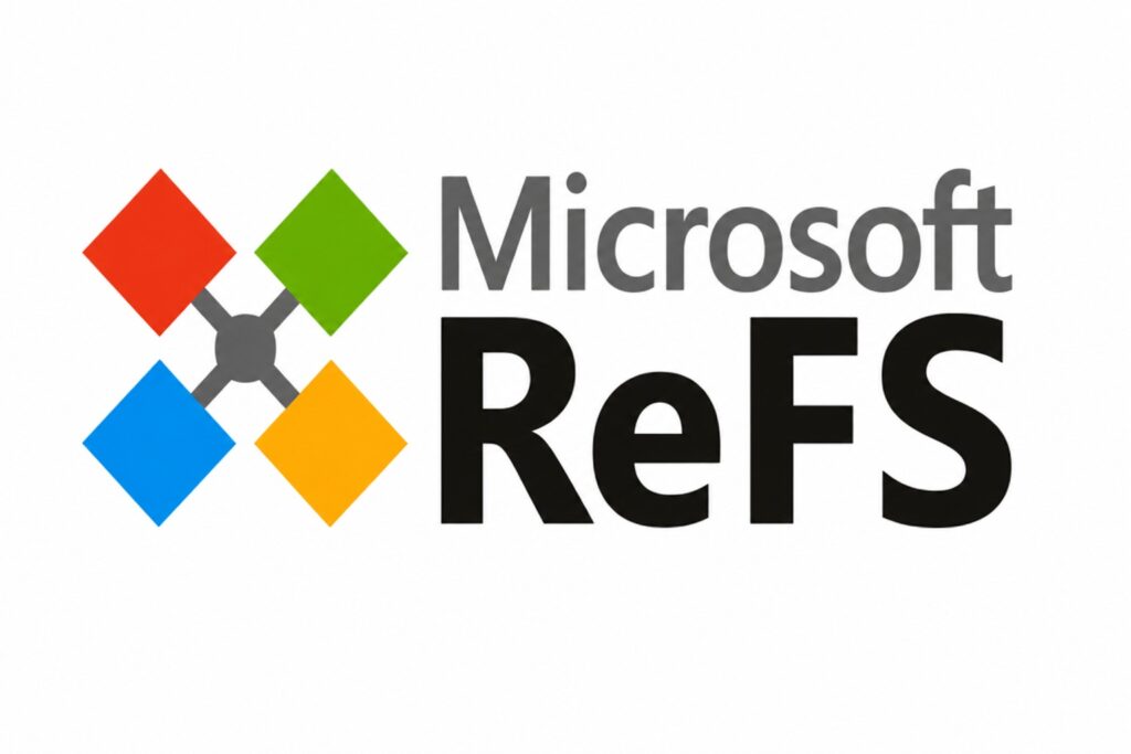 Microsoft ReFS logosu renkli şekillerle görünüyor