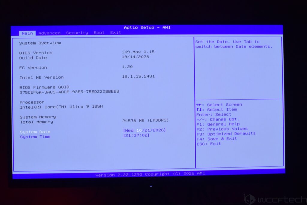 Önbellek mimarisi detaylarını gösteren BIOS sayfası