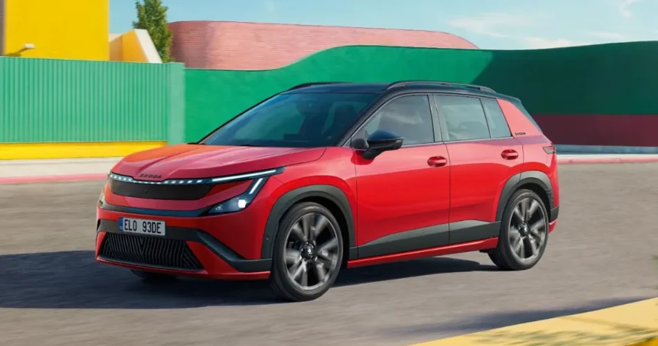 Škoda Epiq Sportline modelinin fuar alanındaki tanıtım sergisi