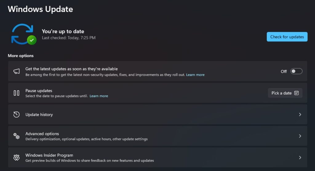 Windows Update ekranı ve güncelleme detayları
